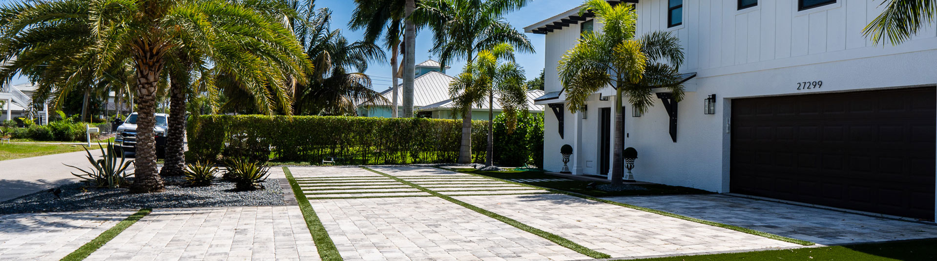 Finished Home Paver Driveway project from Compact Pavers Inc. A SWFL paver and concrete company